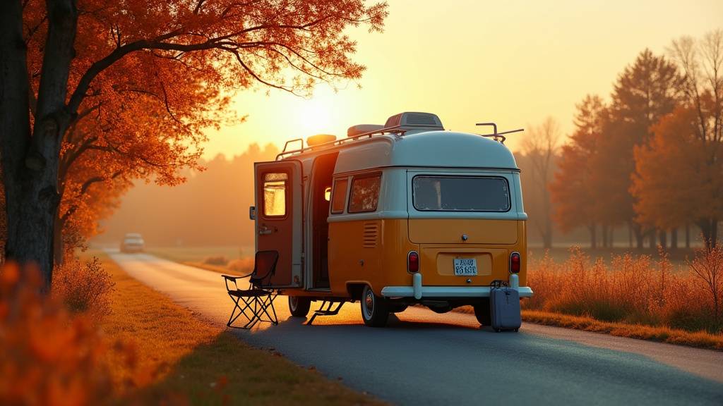 Camping-car d'occasion garé dans un paysage montagneux ensoleillé