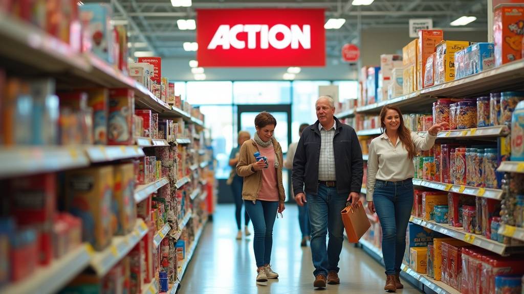 Clients faisant leurs courses dans le magasin Action à Carhaix-Plouguer
