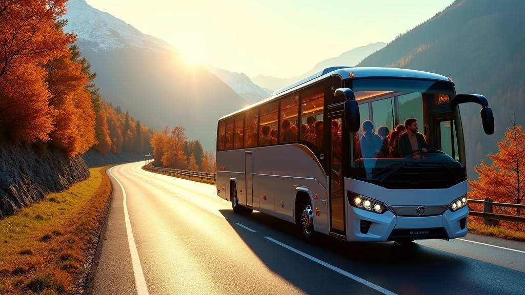 Chauffeur professionnel vérifiant un autocar avant départ