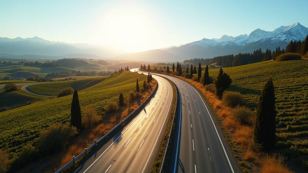 Aire de service moderne sur l'autoroute avec bornes de recharge électrique