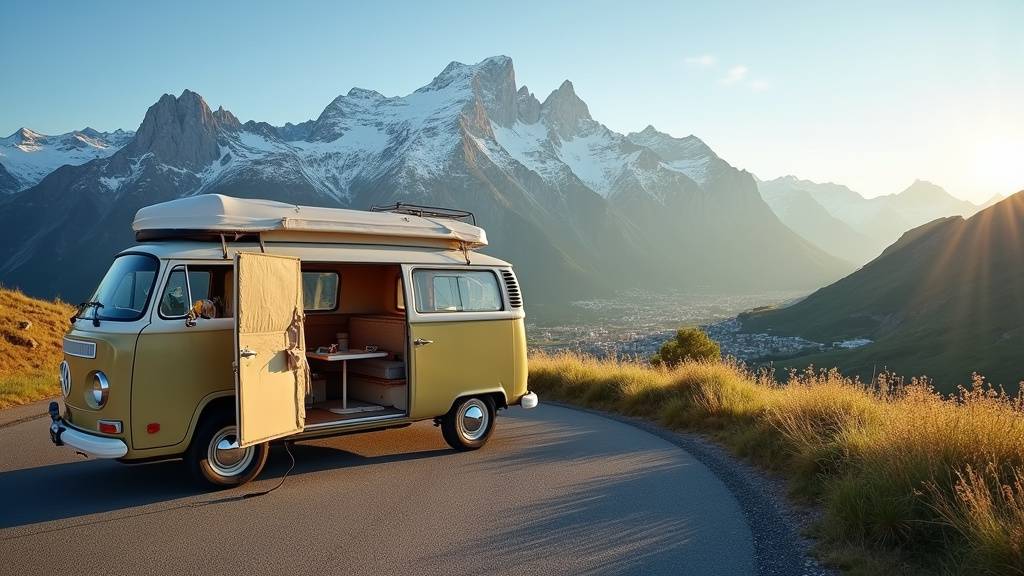 Vieille ville de Briançon vue depuis l'aire de service de camping-car