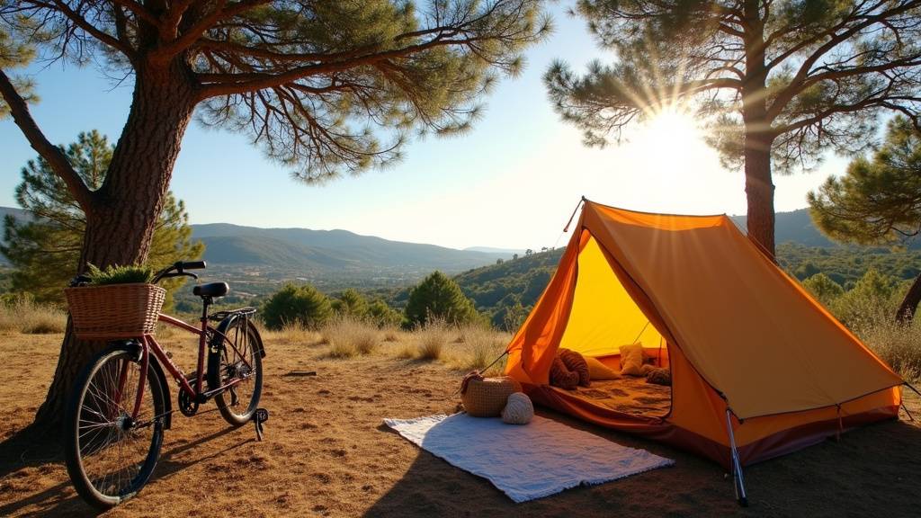 Camping en bord de mer dans le Languedoc-Roussillon avec tente et mobil-home sous palmiers
