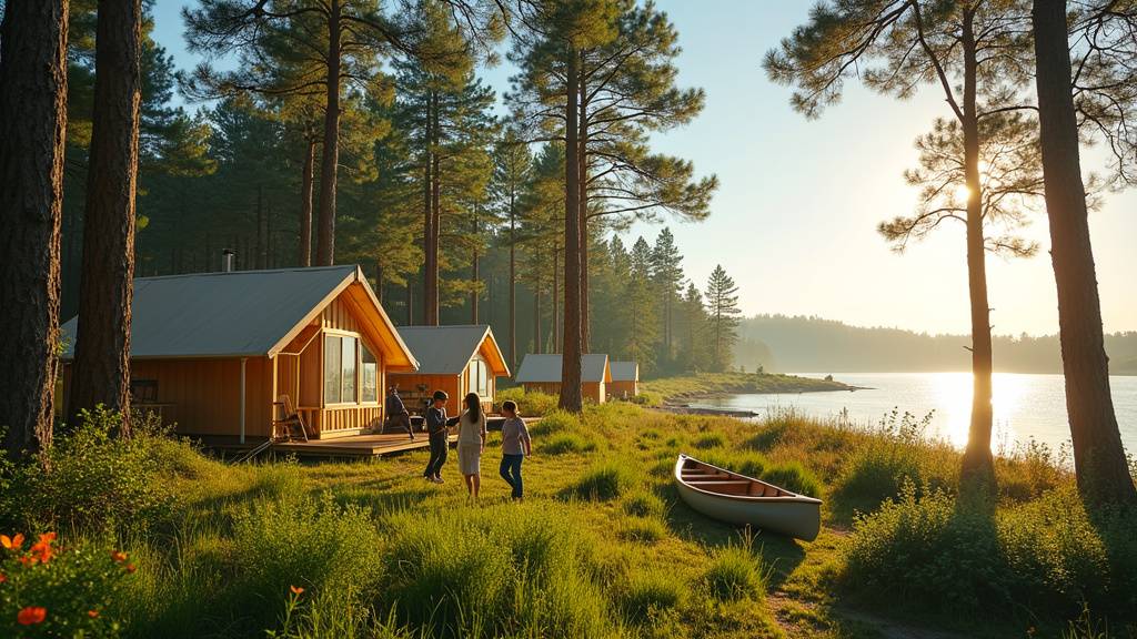 Mobil-home de luxe au camping Mayotte Vacances avec terrasse et vue sur la forêt