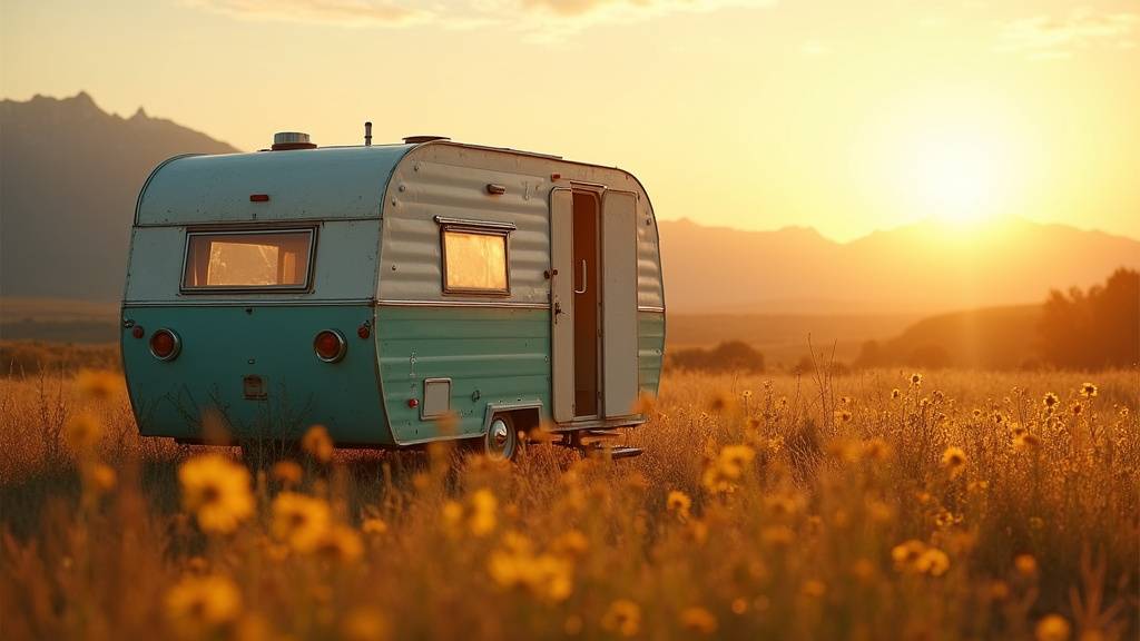 Visite d'une caravane d'occasion par un acheteur potentiel avec vendeur
