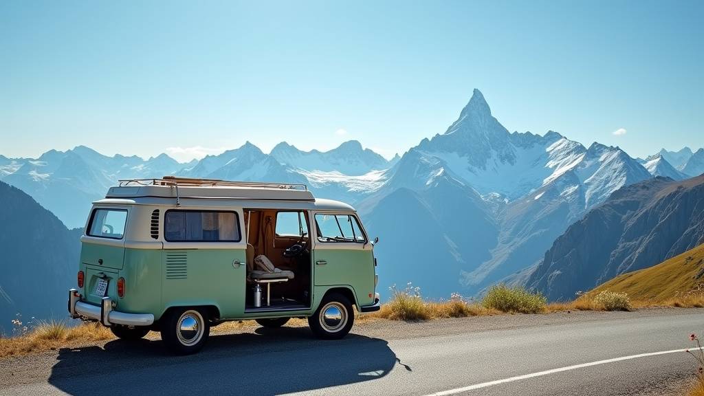Mon camping-car au sommet du col de l'Iseran, à 2802 mètres, avec panneau indicateur