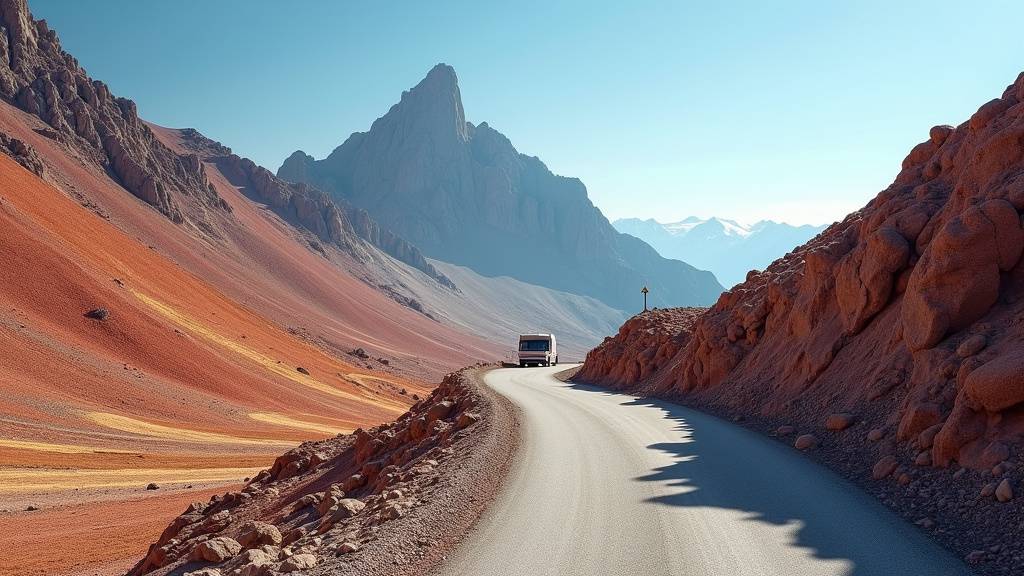 La Casse Déserte sous le col d'Izoard, paysage lunaire de roches orange depuis le camping-car