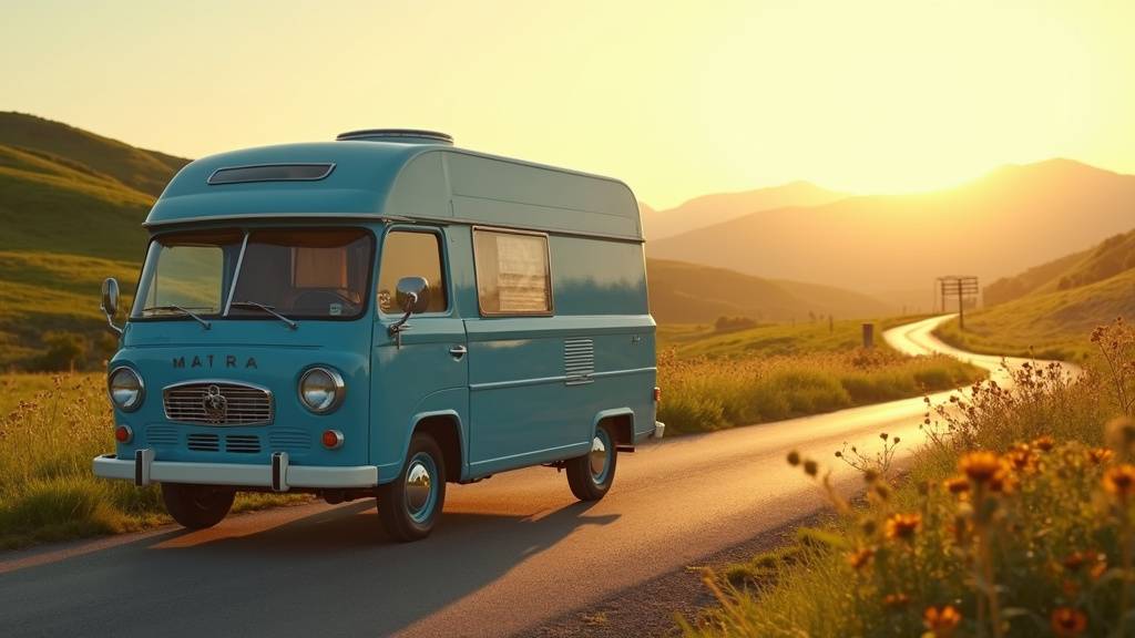 Camping-car moderne garé dans un paysage montagneux avec vue sur les Alpes