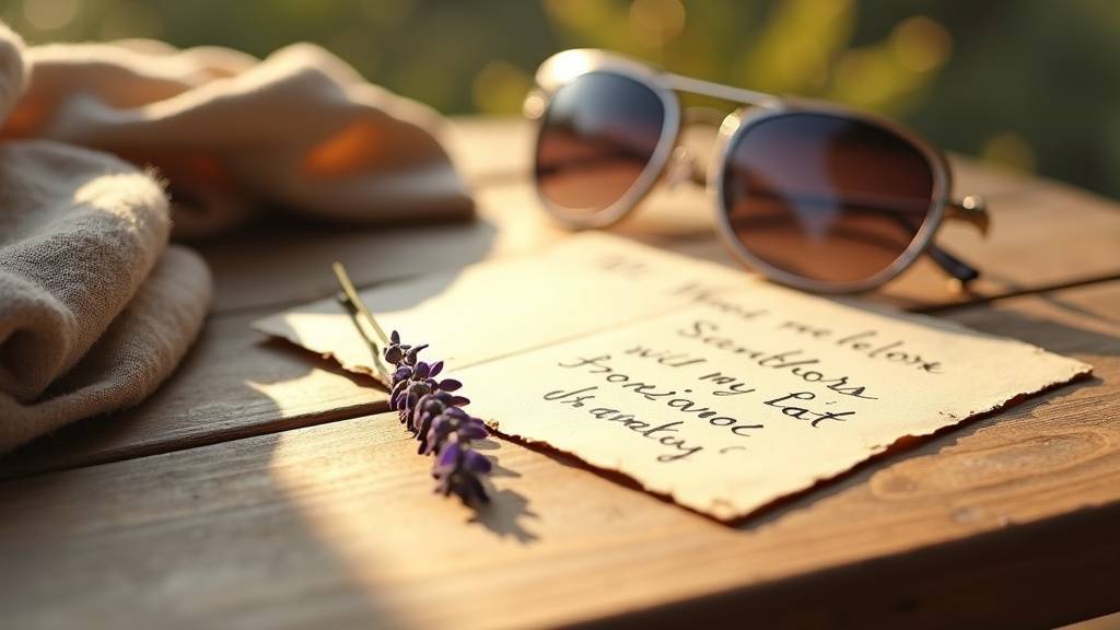 Personne écrivant un message de vœux de vacances sur un cahier à la plage