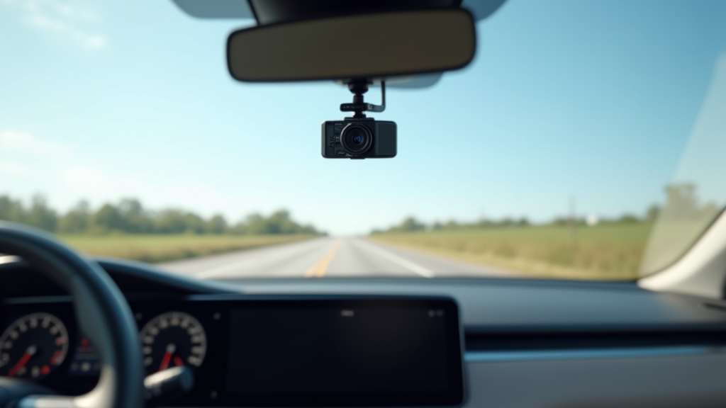 Dashcam montée sur pare-brise de voiture avec affichage clair de l'enregistrement