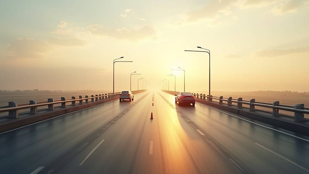 Autoroute moderne avec système de péage sans barrière en flux libre