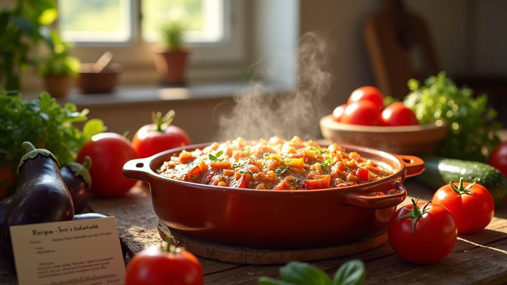 Plan de travail de cuisine rustique avec des ingrédients méditerranéens frais