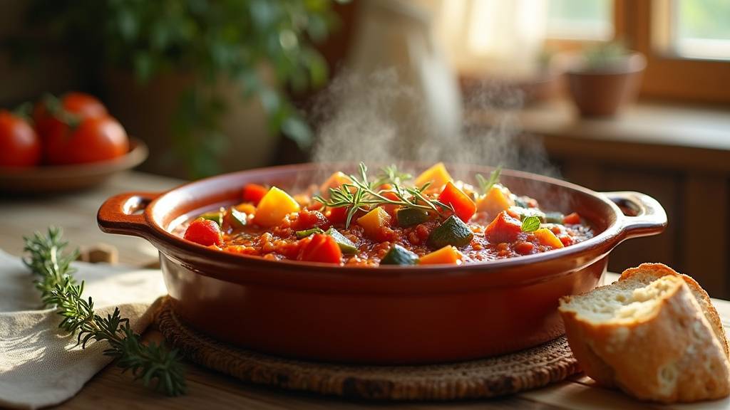 Plat méditerranéen coloré avec des légumes et fromage feta