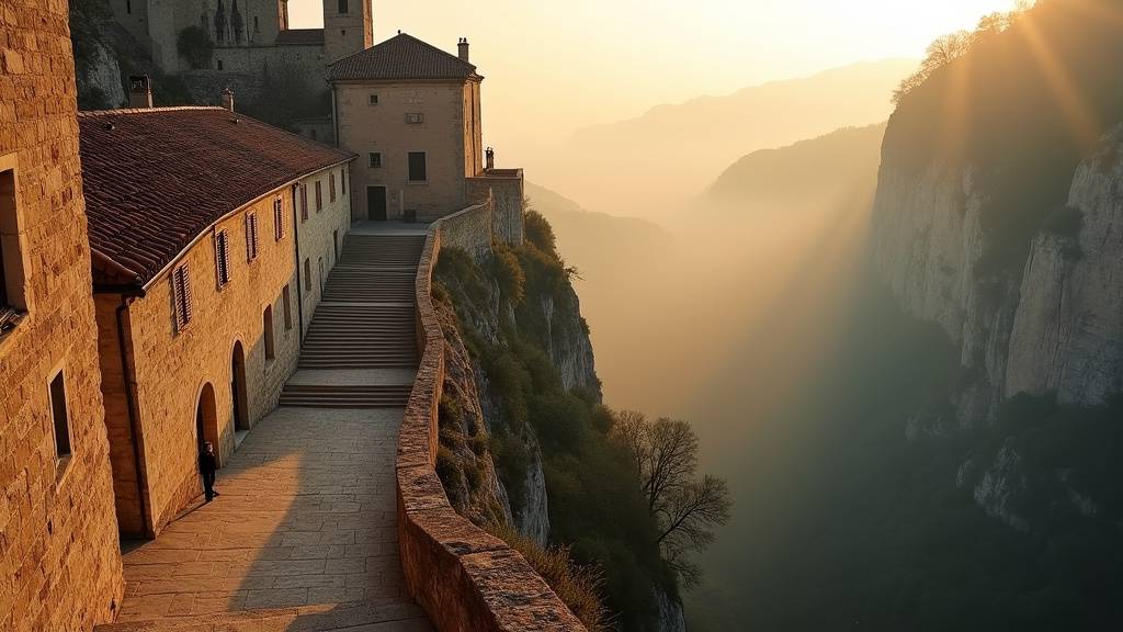Vue panoramique de Rocamadour perchée sur la falaise dominante au-dessus de la vallée verdoyante