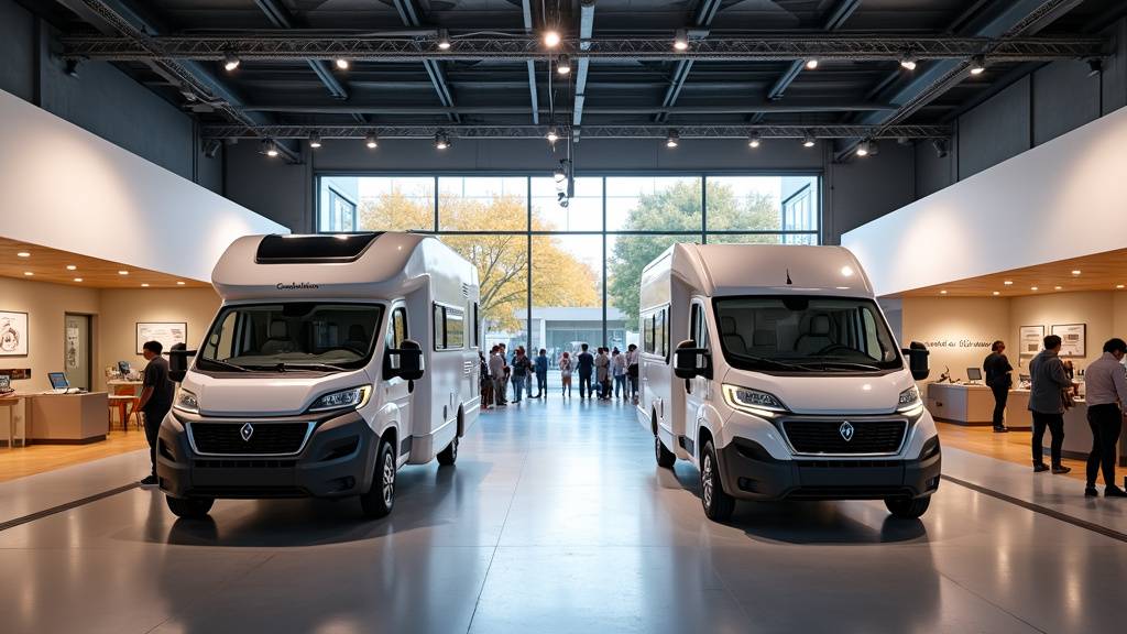 Visiteurs explorant les stands du Salon des Véhicules de Loisirs à Paris-Le Bourget