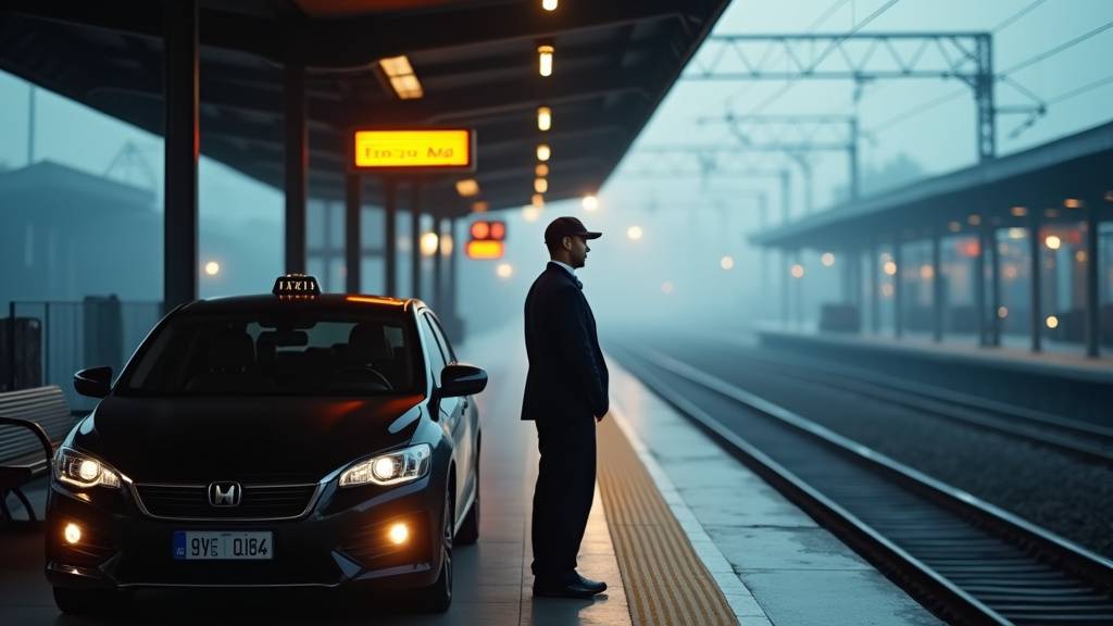 Passager attendant son taxi à la sortie de la gare de Gien