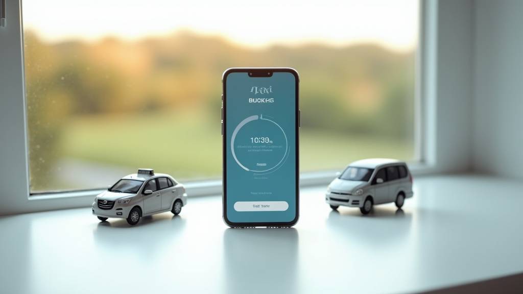 Personne réservant un taxi via smartphone à la gare de Gien