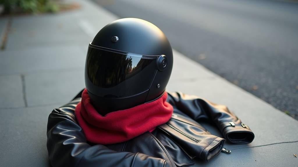 Motard équipé d'un tour de cou avec plastron intégré sur une moto de tourisme
