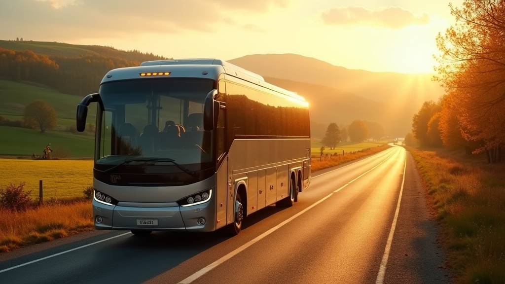 Intérieur moderne d'un autocar de tourisme avec sièges confortables et équipements numériques en 2026